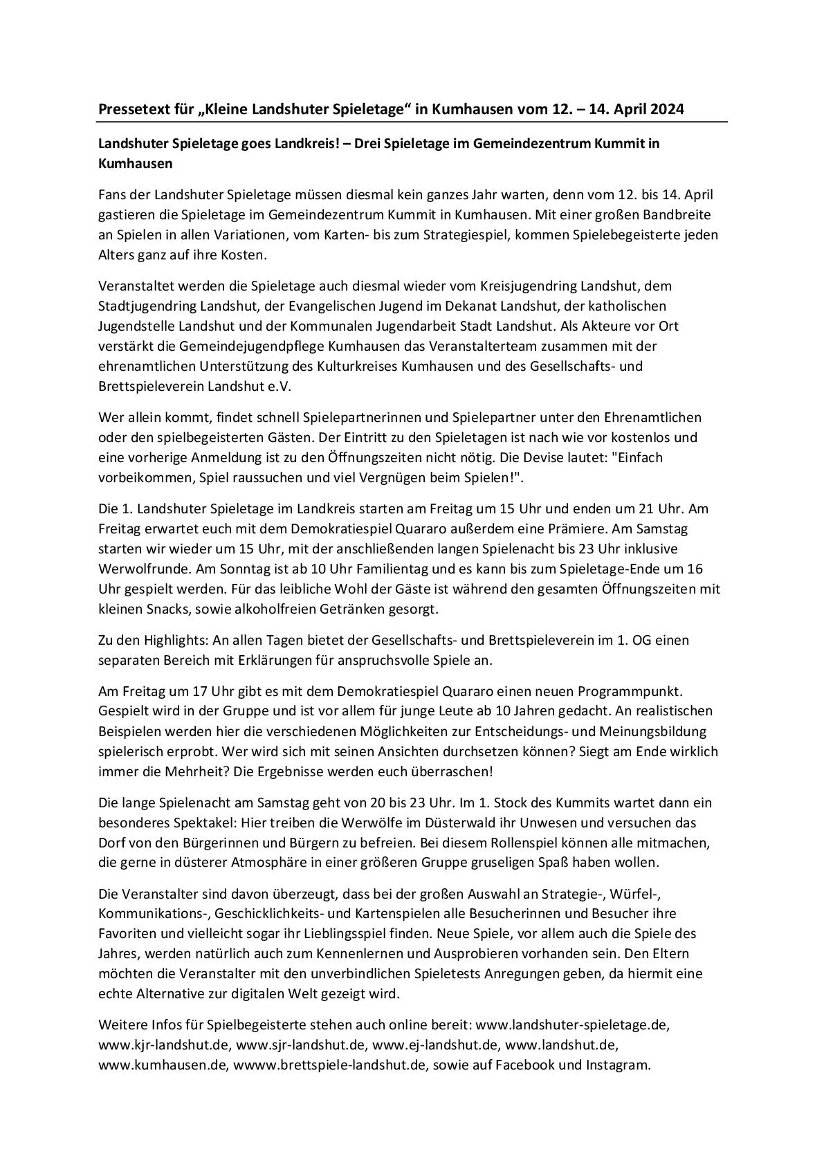 Pressetext Kleine Spieletage in Kumhausen 001